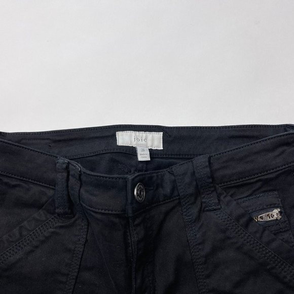 Joie Park Skinny Crop Pants Pockets Stretch Cotton Ankle Zipper Black Women 26 - Picture 9 of 13